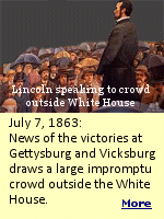 On July 7, 1863, President Abraham Lincoln was delighted to learn of the capture of Vicksburg. The good news was tempered, however, when later in the day he is informed that Union Gen. George G. Meade has failed to aggressively pursue the retreating Confederate Gen. Robert E. Lee and his Army of Northern Virginia.